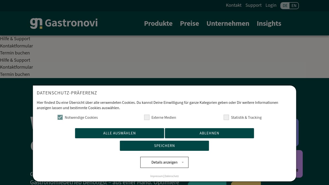 Gastronovi.de website homepage - live status check by WebsiteDown.xyz
