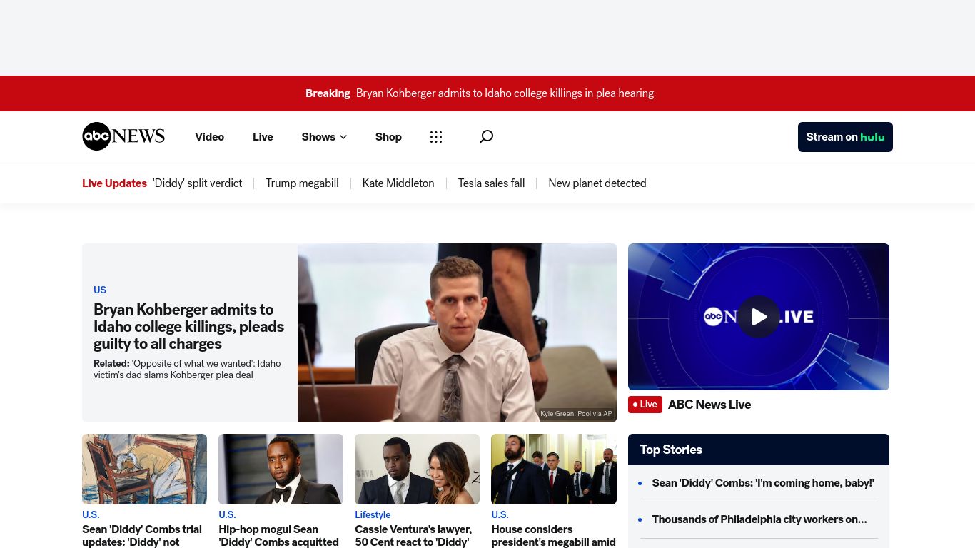 abcnews.go.com website homepage - live status check by WebsiteDown.xyz