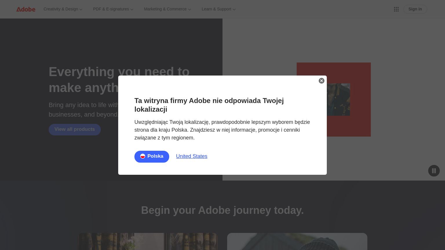adobe.com website homepage - live status check by WebsiteDown.xyz