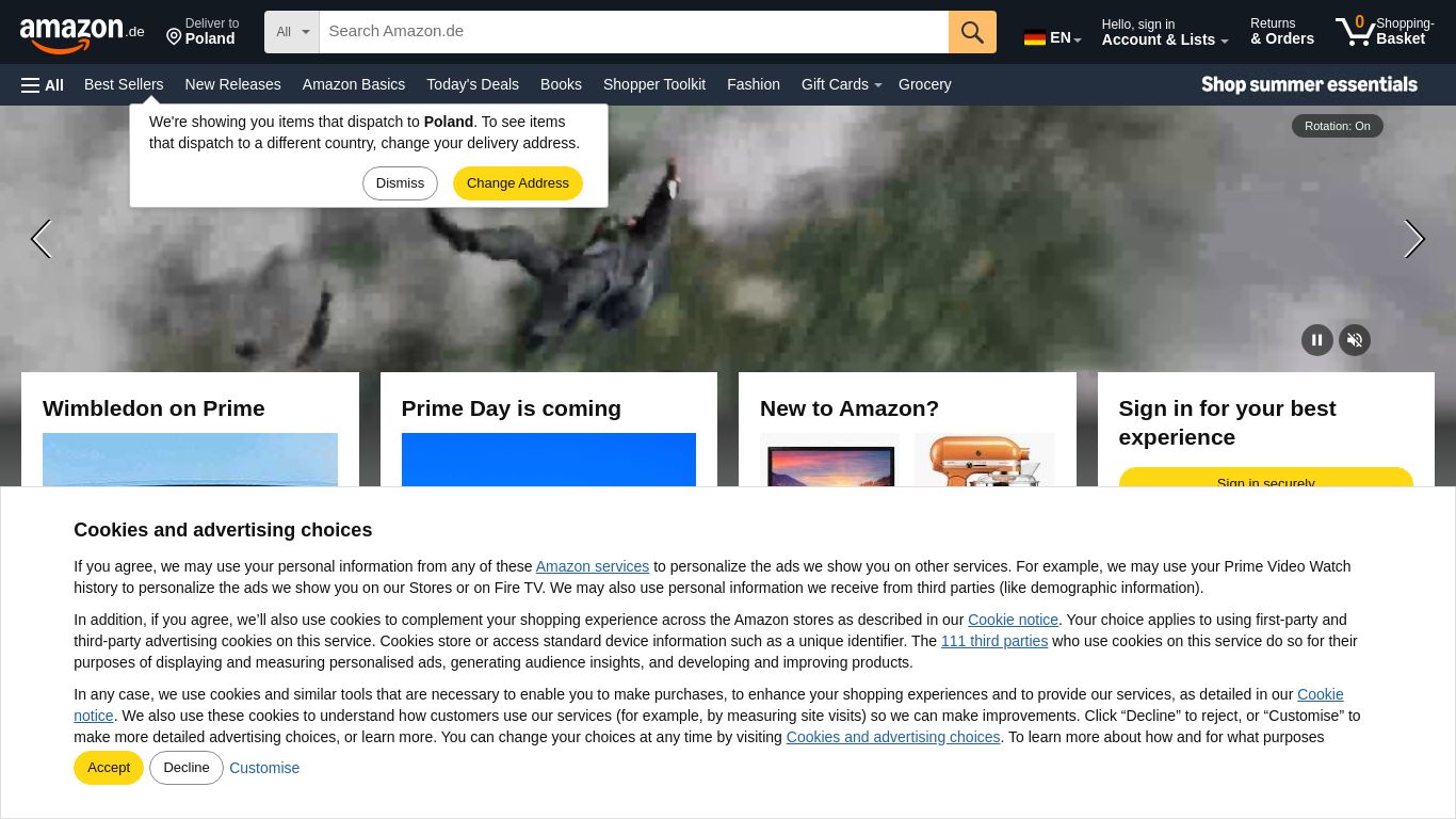 amazon.de website homepage - live status check by WebsiteDown.xyz