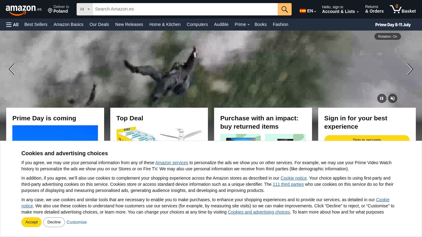 amazon.es website homepage - live status check by WebsiteDown.xyz