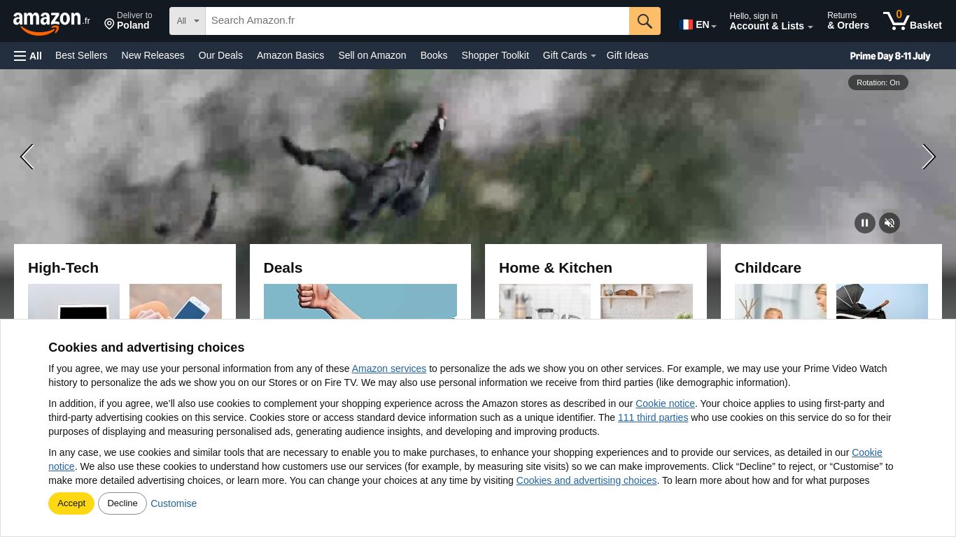 amazon.fr website homepage - live status check by WebsiteDown.xyz