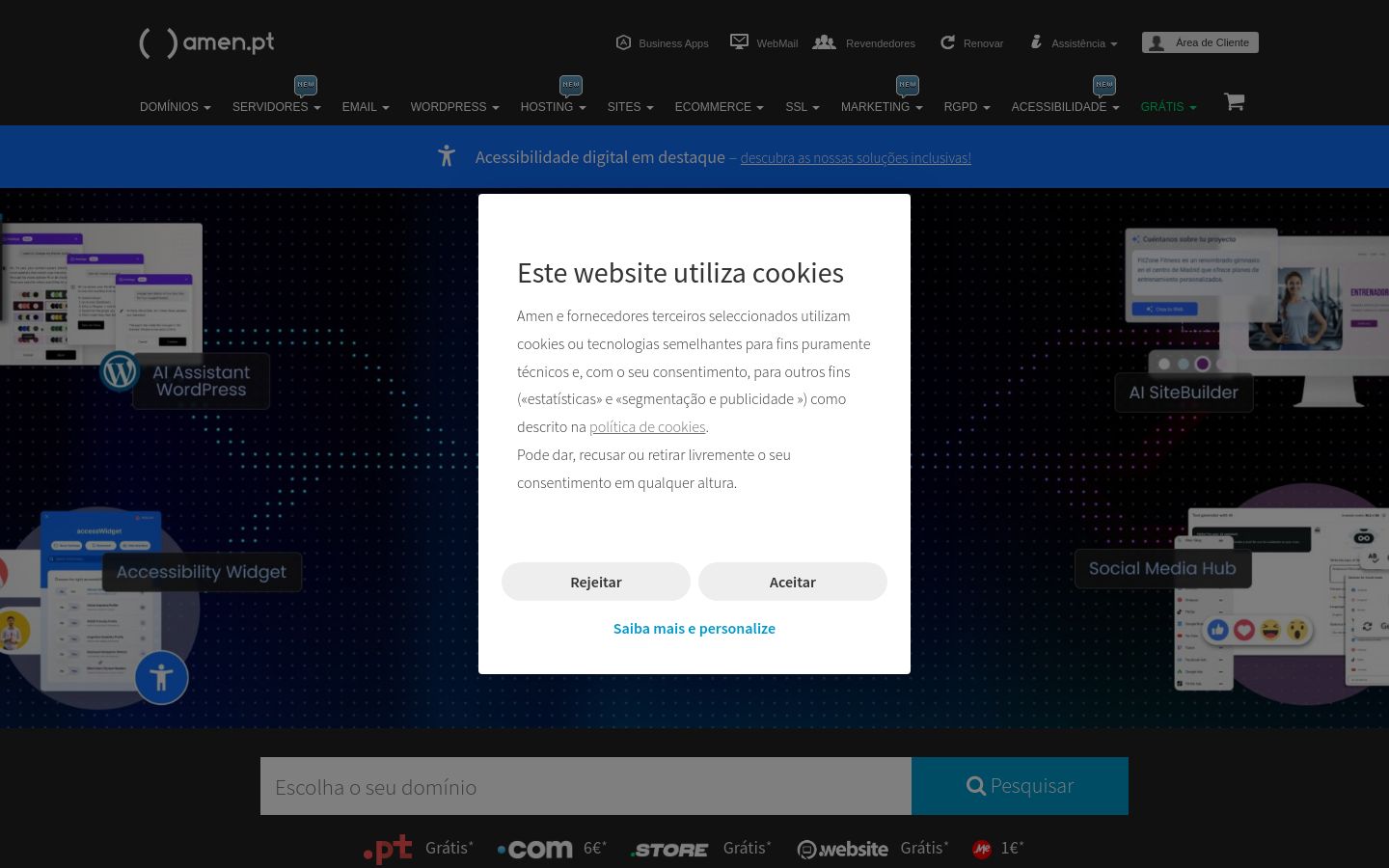 amen.pt website homepage - live status check by WebsiteDown.xyz