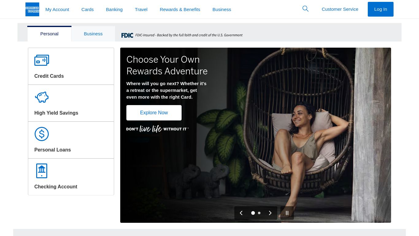 americanexpress.com website homepage - live status check by WebsiteDown.xyz