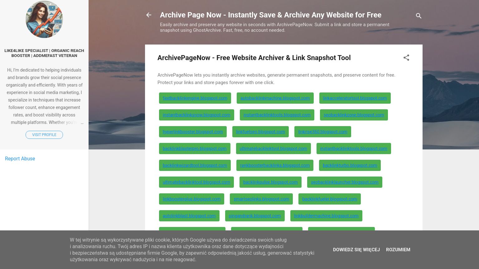archivepagenow.blogspot.com website homepage - live status check by WebsiteDown.xyz
