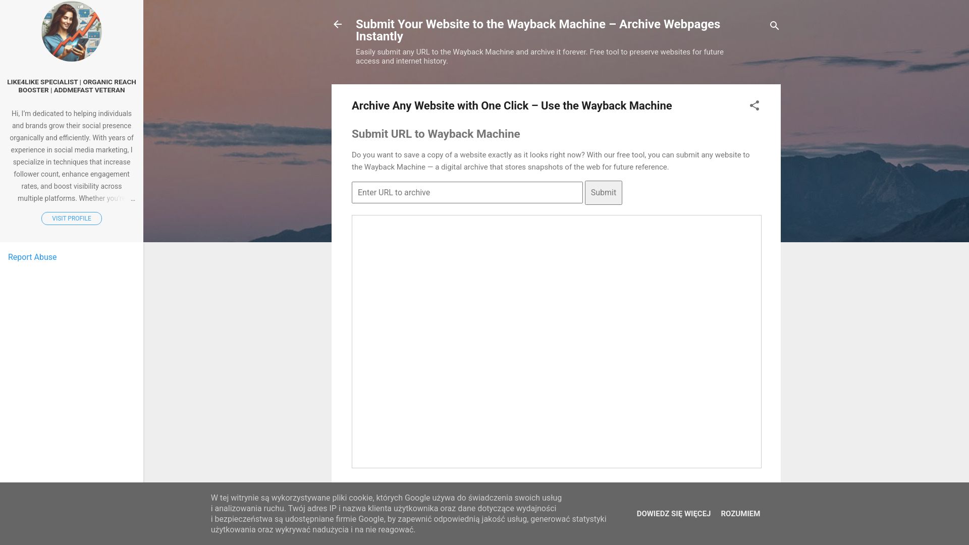 archivewebpagesinstantly.blogspot.com website homepage - live status check by WebsiteDown.xyz
