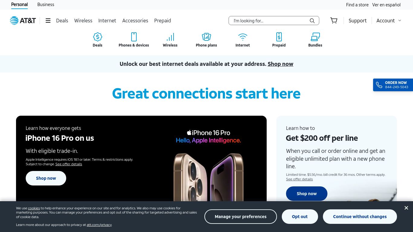att.com website homepage - live status check by WebsiteDown.xyz