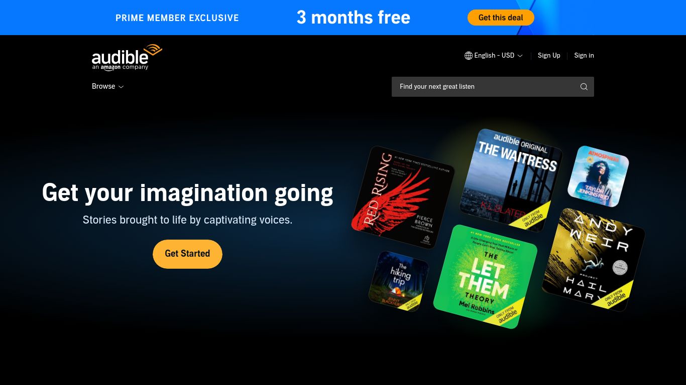 audible.com website homepage - live status check by WebsiteDown.xyz