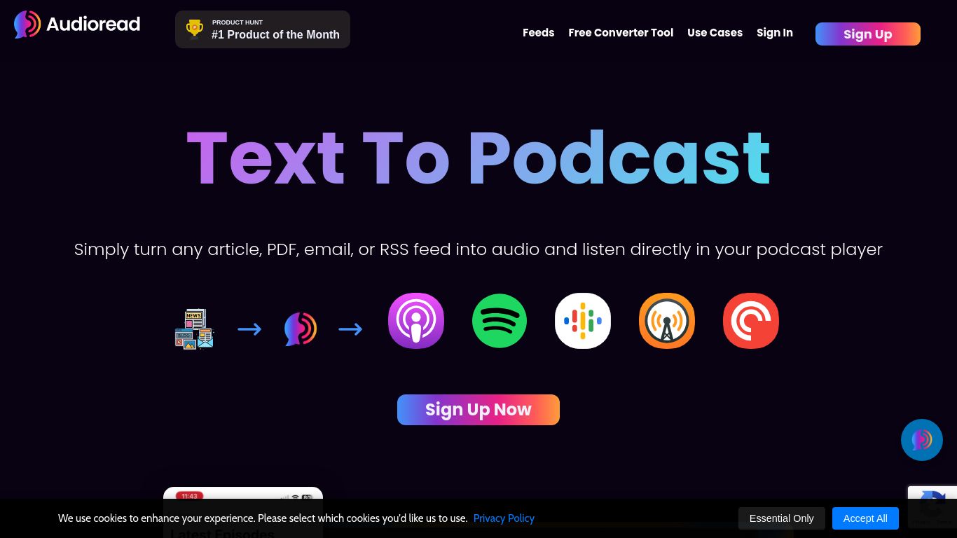 audioread.com website homepage - live status check by WebsiteDown.xyz