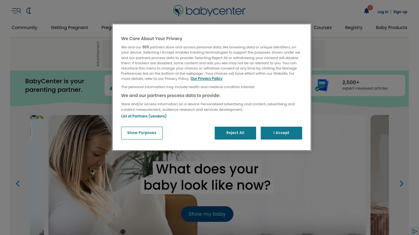 babycenter.com website homepage - live status check by WebsiteDown.xyz