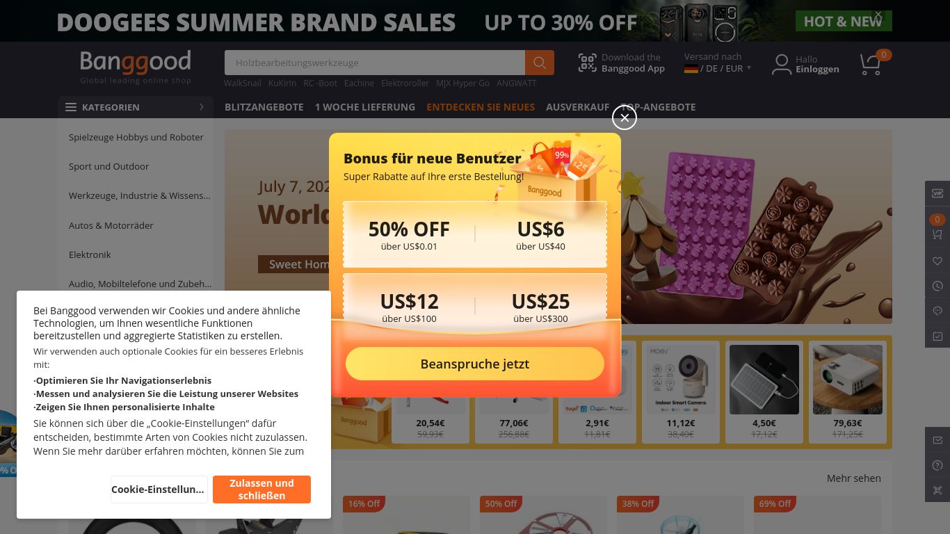 banggood.com website homepage - live status check by WebsiteDown.xyz