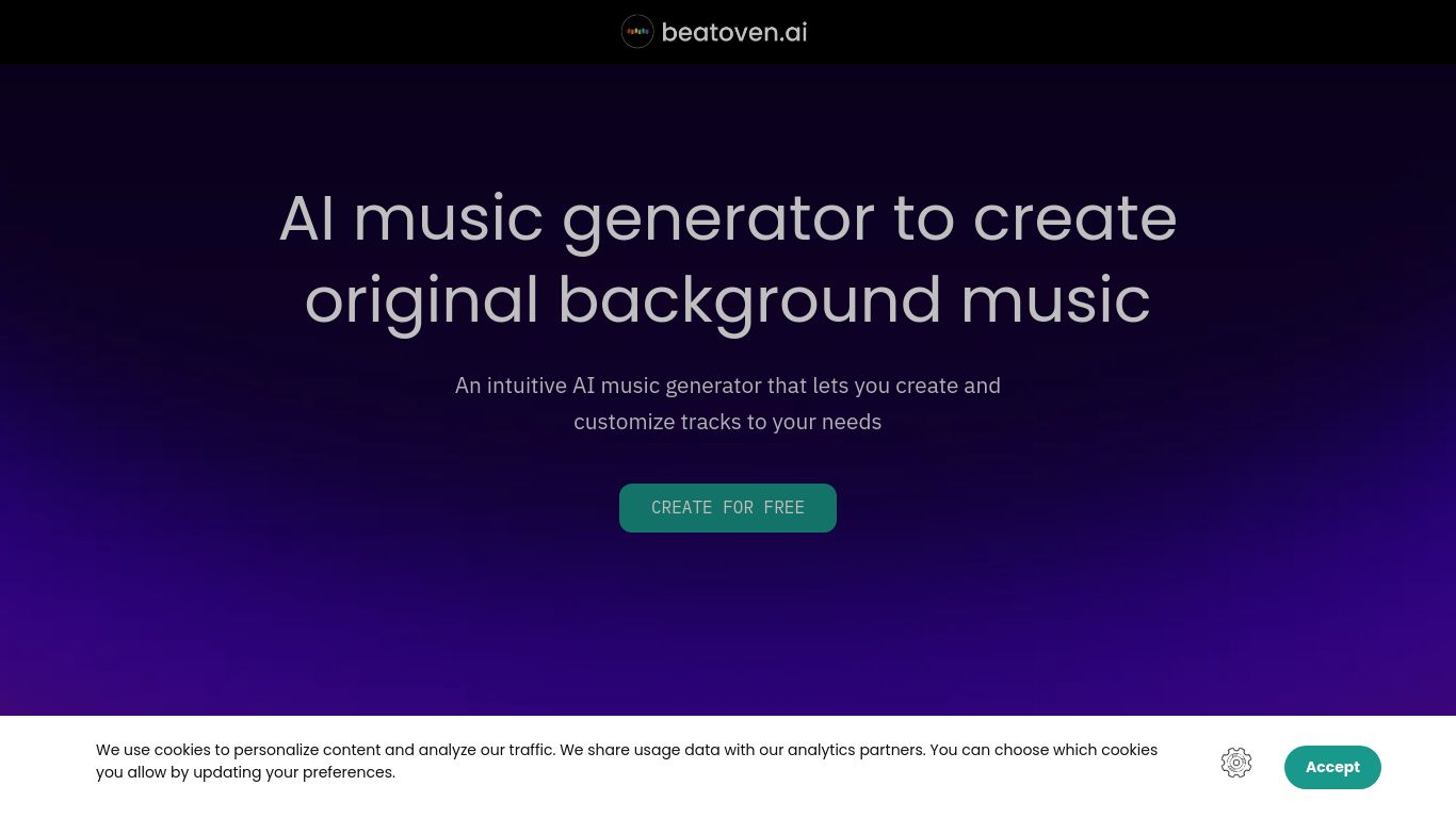 beatoven.ai website homepage - live status check by WebsiteDown.xyz