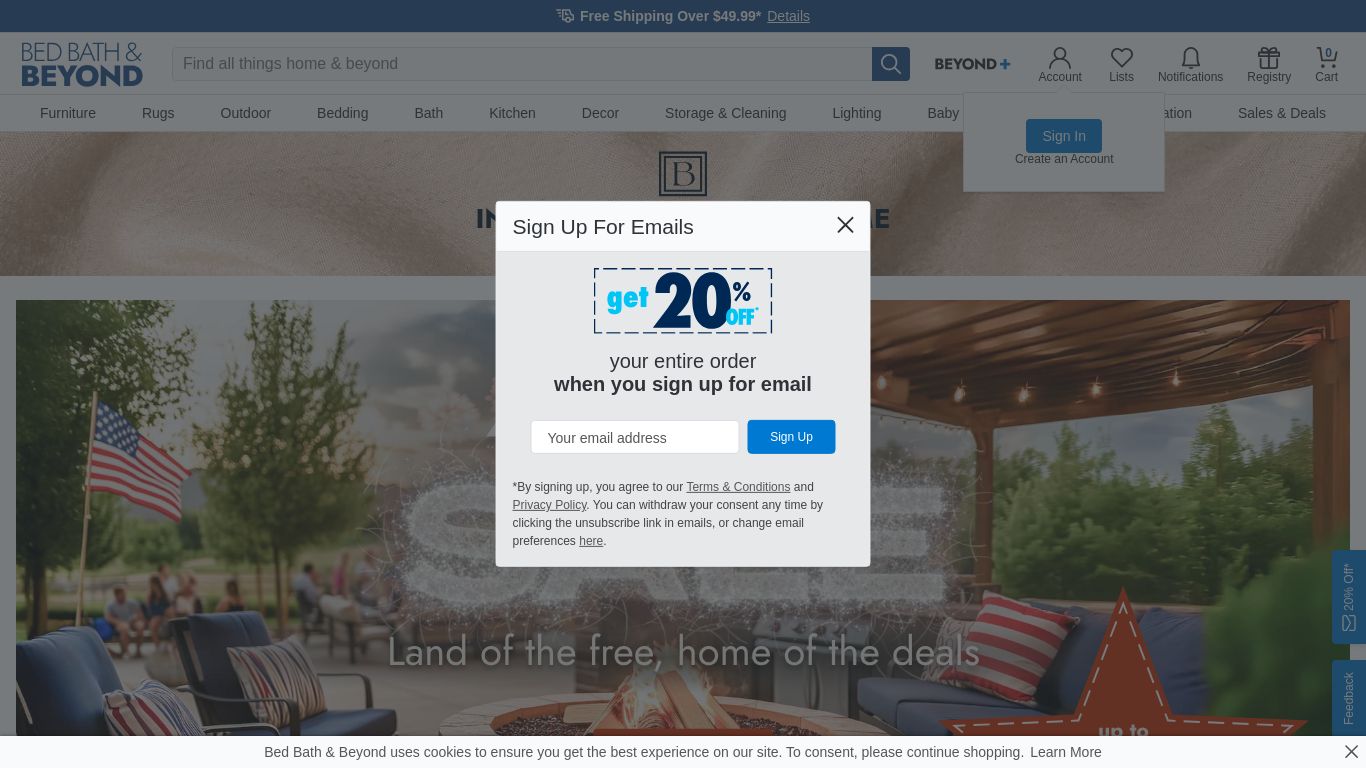 bedbathandbeyond.com website homepage - live status check by WebsiteDown.xyz
