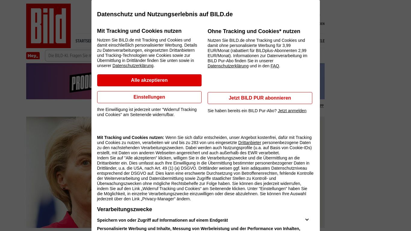 bild.de website homepage - live status check by WebsiteDown.xyz