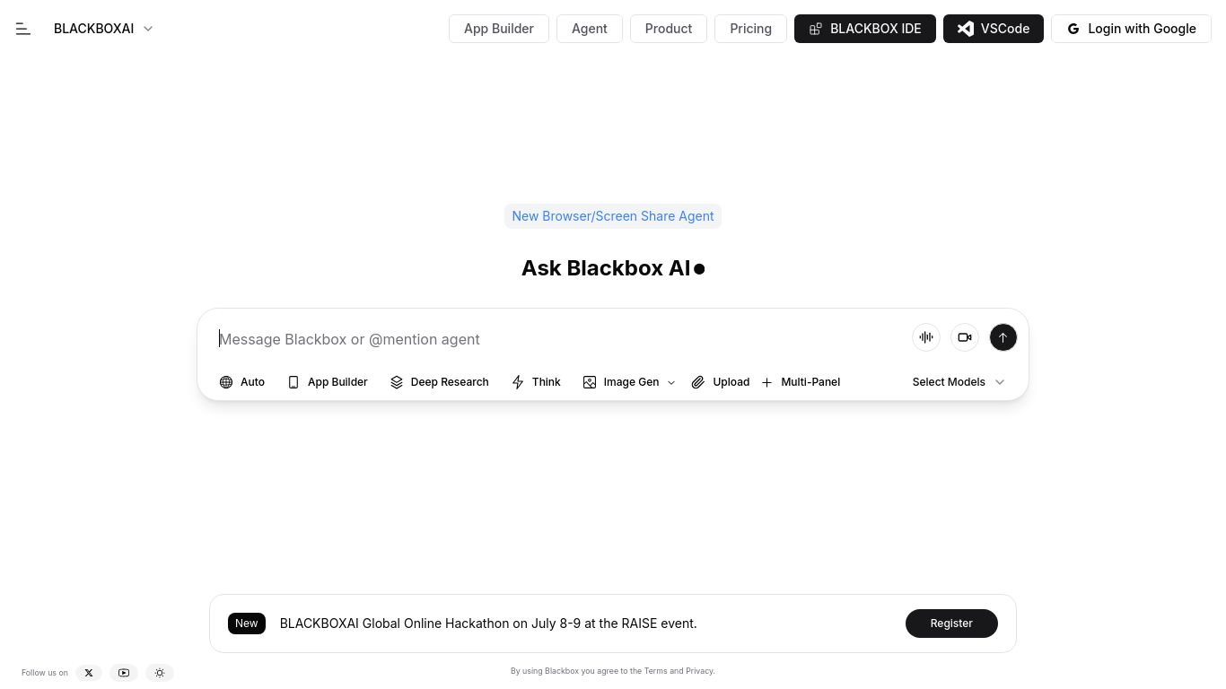 blackbox.ai website homepage - live status check by WebsiteDown.xyz