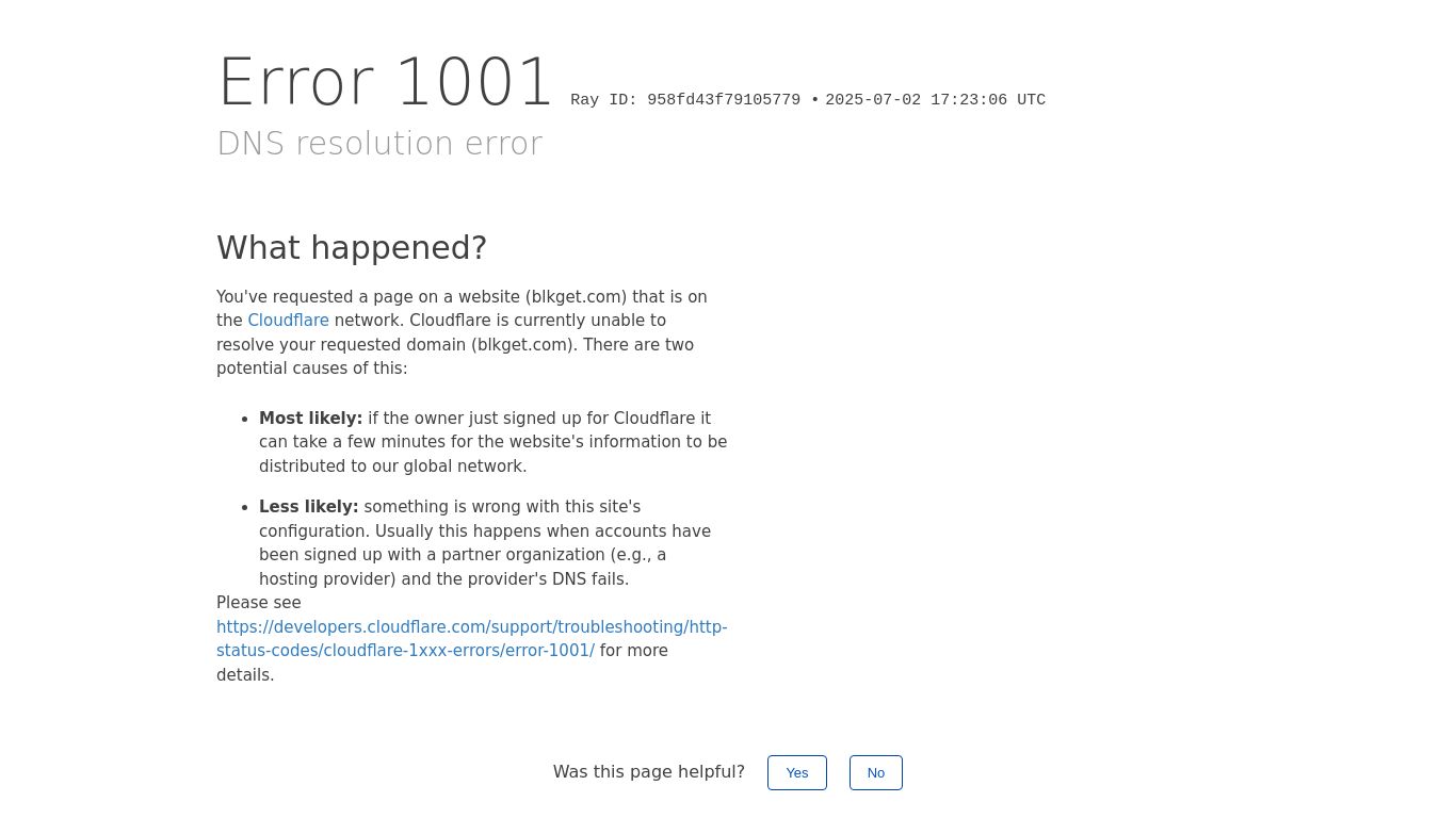 blkget.com website homepage - live status check by WebsiteDown.xyz