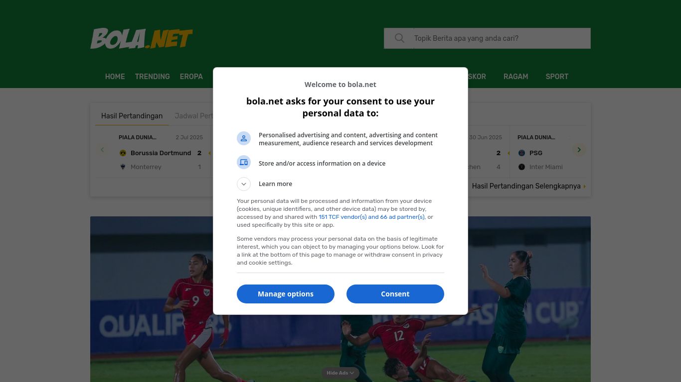 bola.net website homepage - live status check by WebsiteDown.xyz