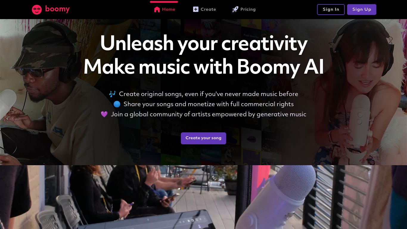 boomy.com website homepage - live status check by WebsiteDown.xyz