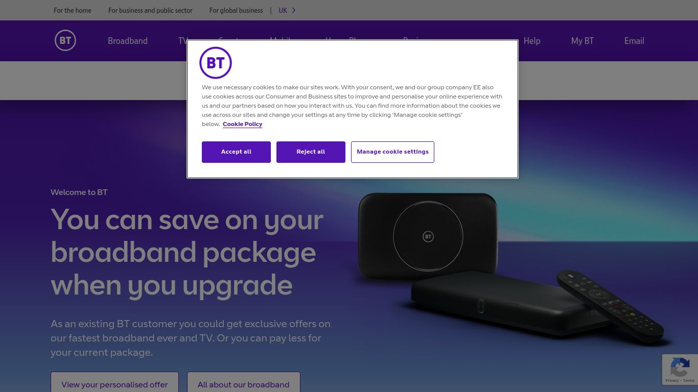 bt.com website homepage - live status check by WebsiteDown.xyz