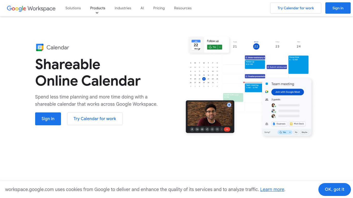 calendar.google.com website homepage - live status check by WebsiteDown.xyz