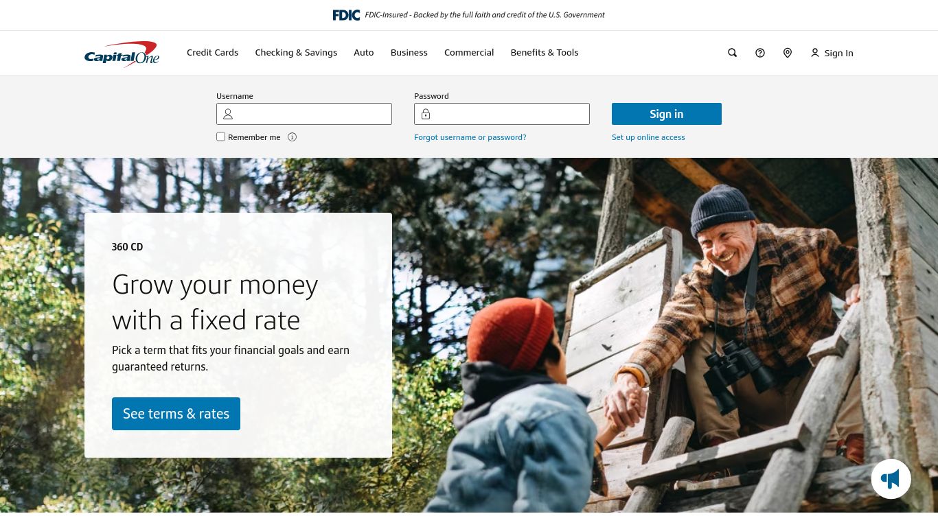 capitalone.com website homepage - live status check by WebsiteDown.xyz