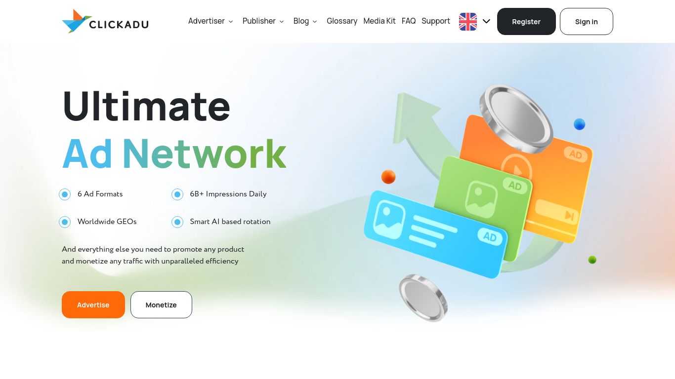 clickadu.com website homepage - live status check by WebsiteDown.xyz