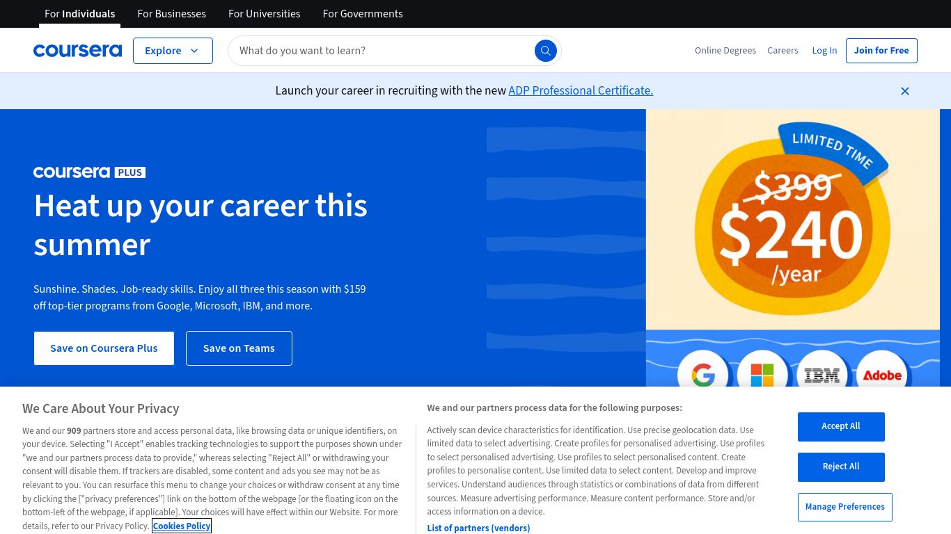 coursera.org website homepage - live status check by WebsiteDown.xyz