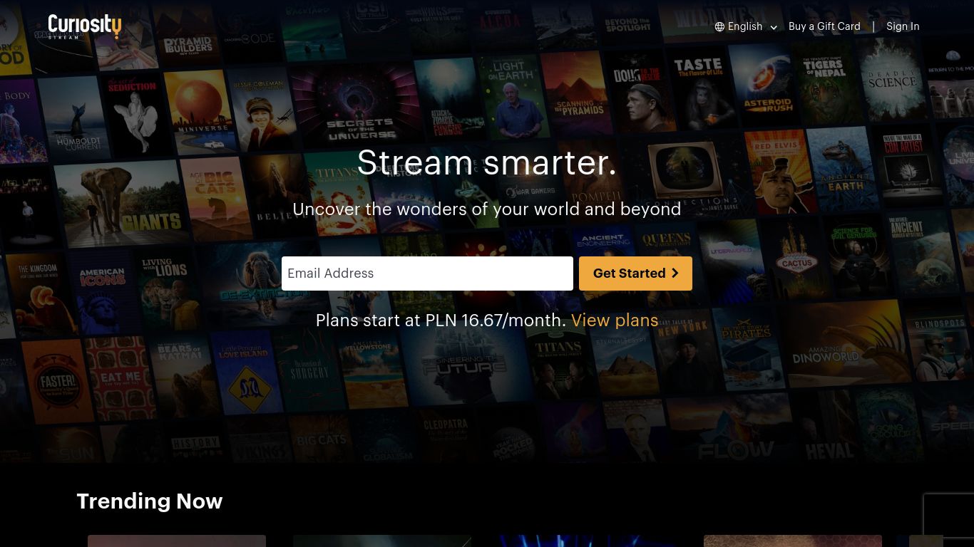 curiositystream.com website homepage - live status check by WebsiteDown.xyz