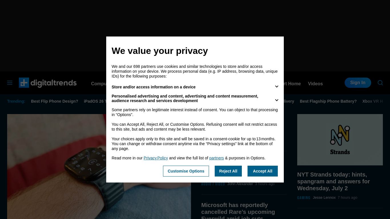 digitaltrends.com website homepage - live status check by WebsiteDown.xyz