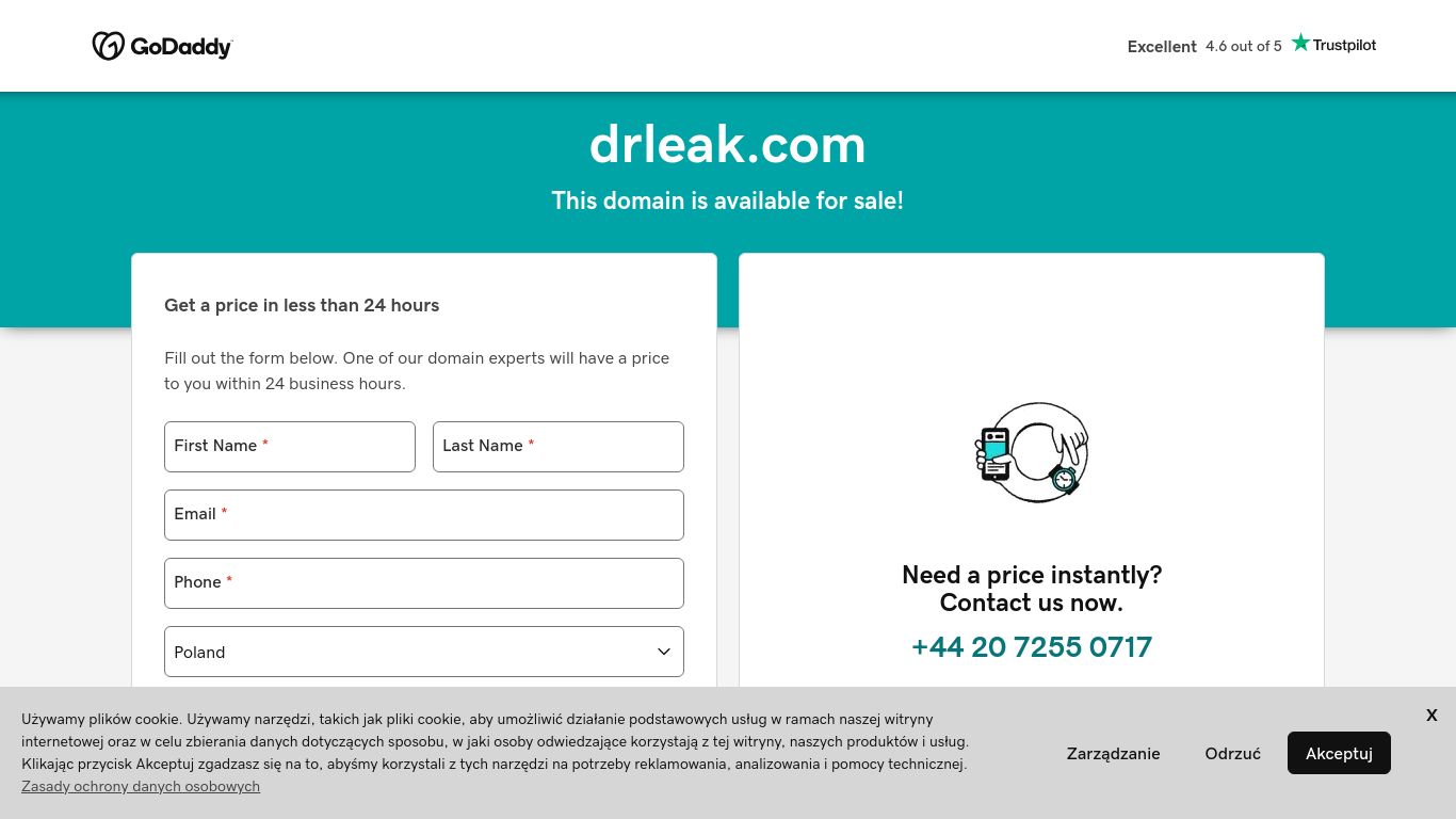 drleak.com website homepage - live status check by WebsiteDown.xyz