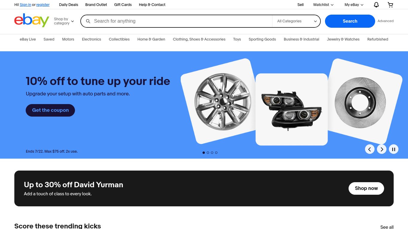 ebay.com website homepage - live status check by WebsiteDown.xyz
