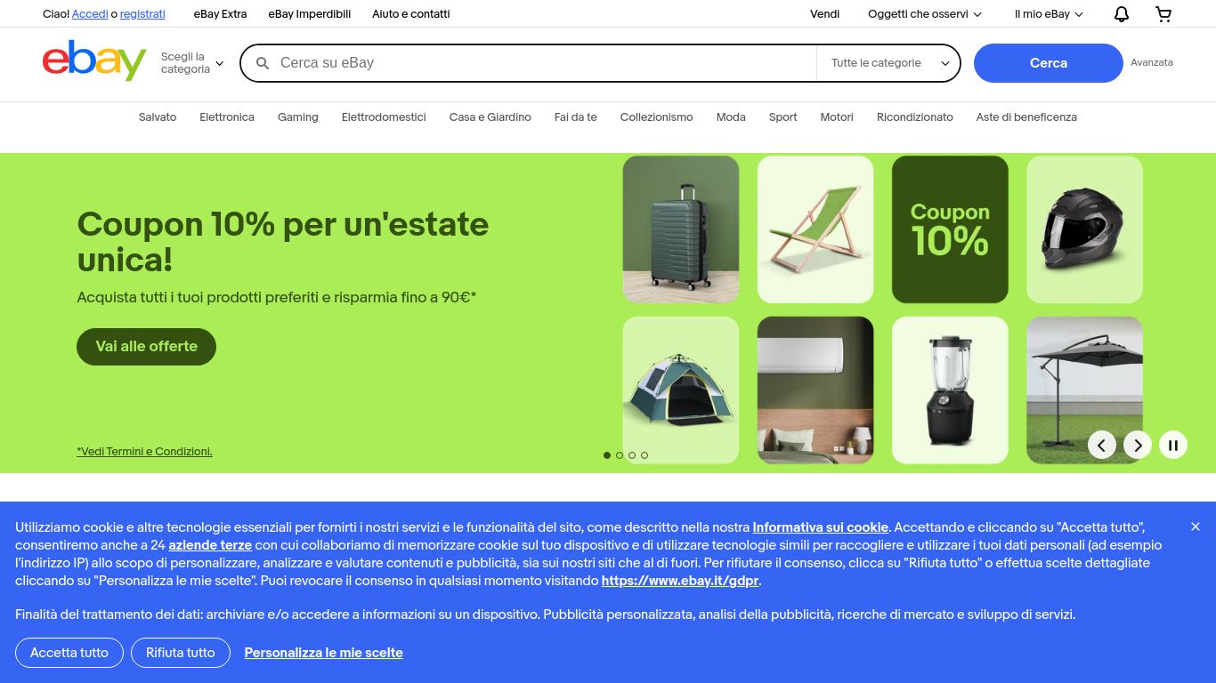 ebay.it website homepage - live status check by WebsiteDown.xyz