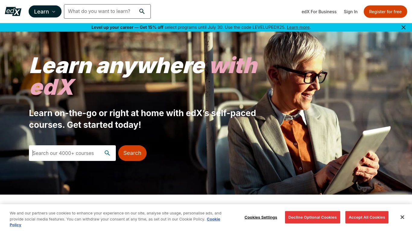 edx.org website homepage - live status check by WebsiteDown.xyz