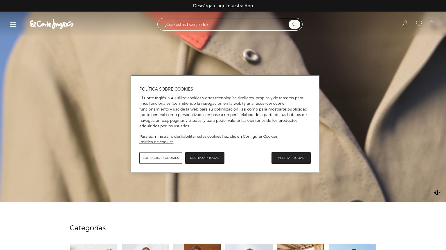 elcorteingles.es website homepage - live status check by WebsiteDown.xyz