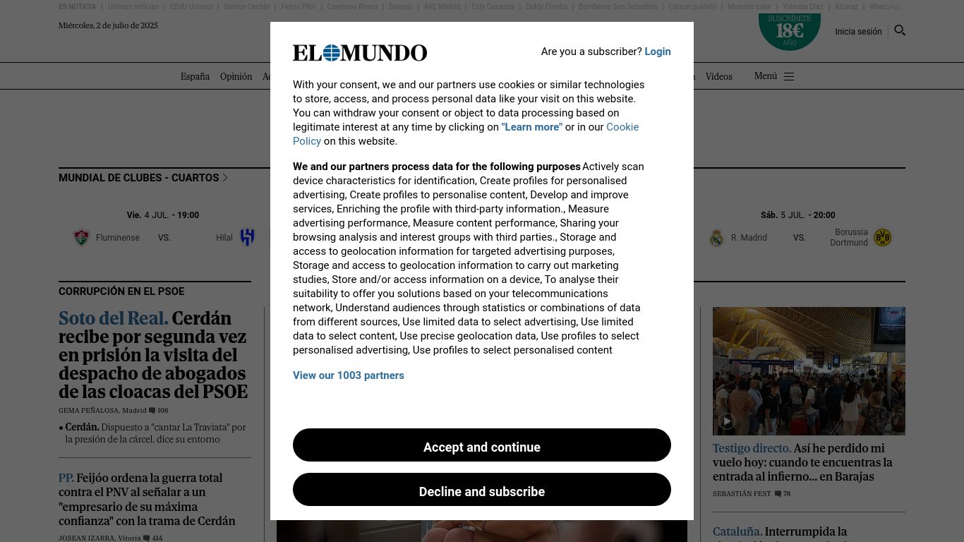 elmundo.es website homepage - live status check by WebsiteDown.xyz