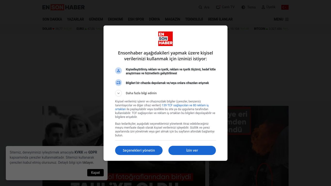 ensonhaber.com website homepage - live status check by WebsiteDown.xyz