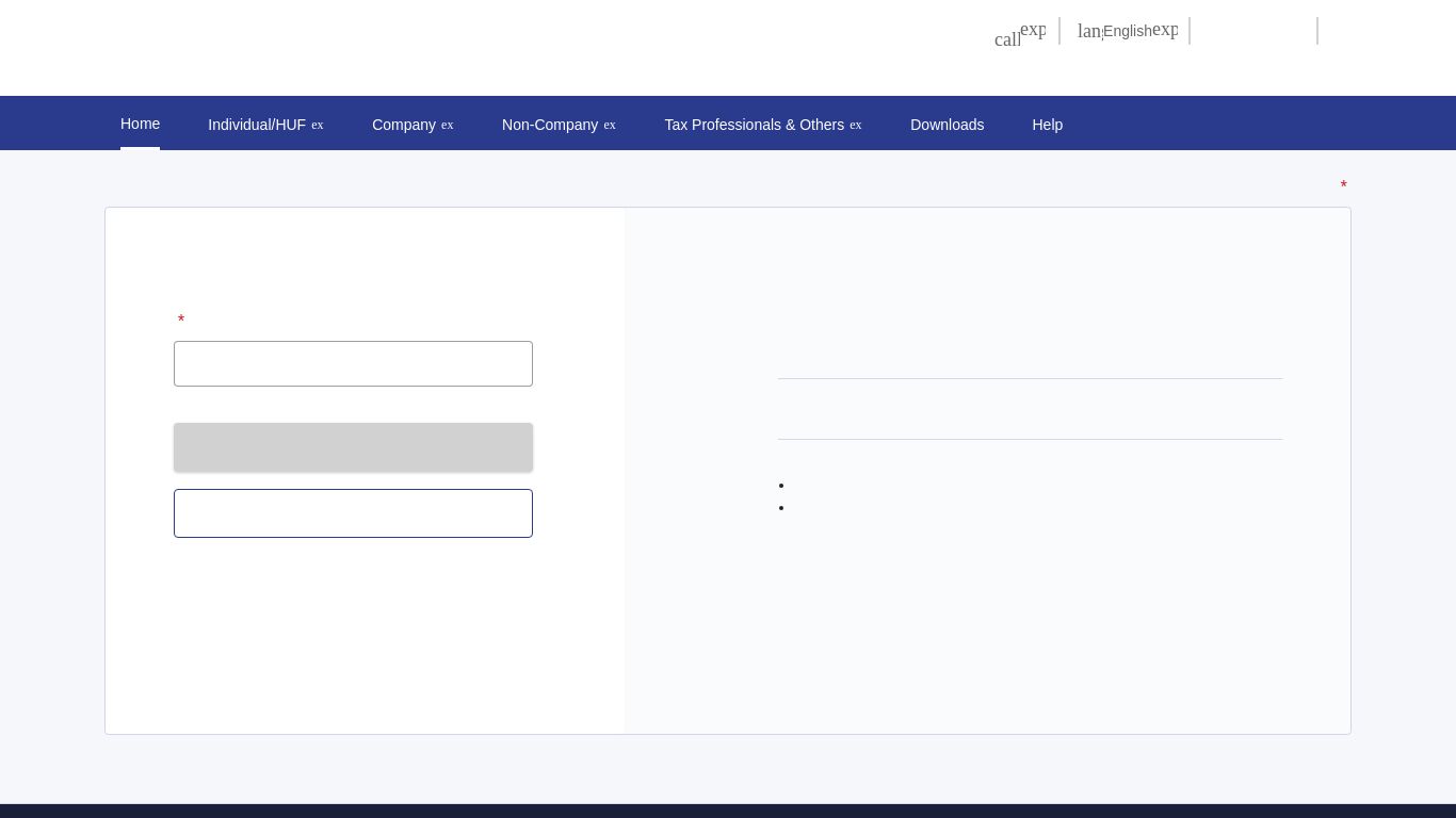 eportal.incometax.gov.in website homepage - live status check by WebsiteDown.xyz