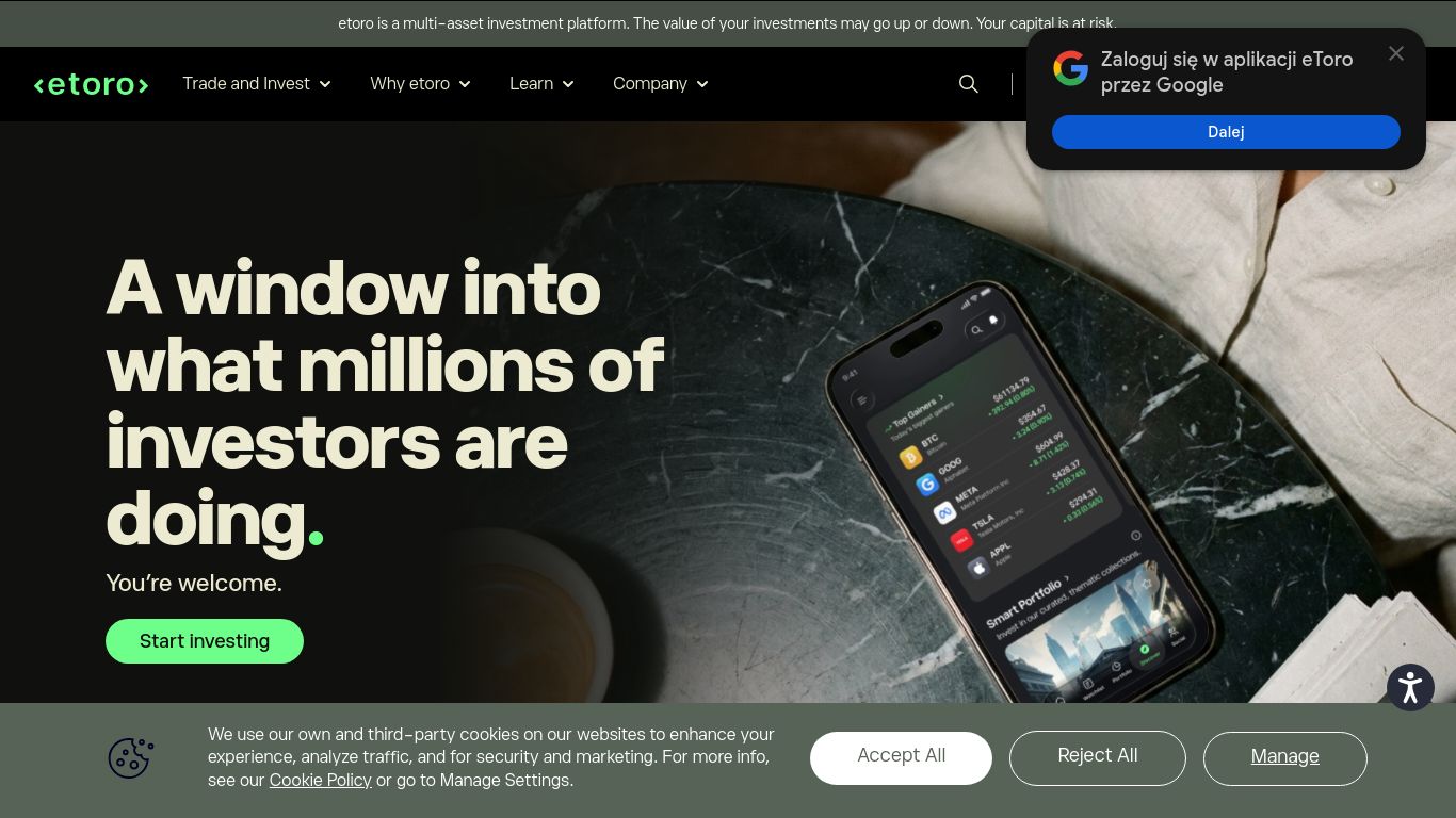 etoro.com website homepage - live status check by WebsiteDown.xyz