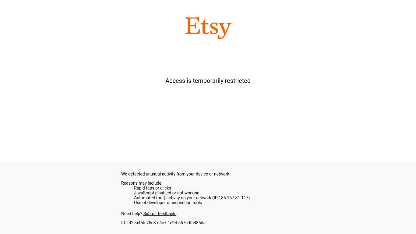 etsy.com website homepage - live status check by WebsiteDown.xyz