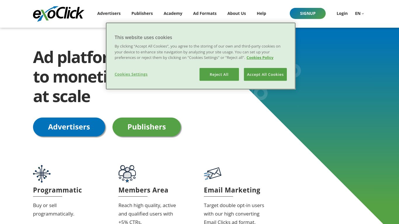 exoclick.com website homepage - live status check by WebsiteDown.xyz