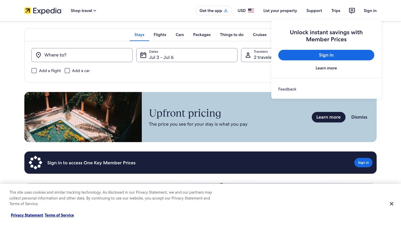 expedia.com website homepage - live status check by WebsiteDown.xyz