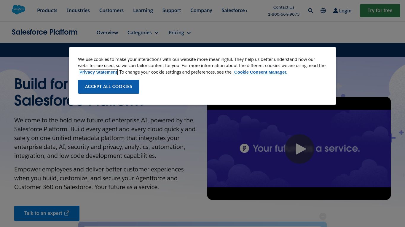 force.com website homepage - live status check by WebsiteDown.xyz