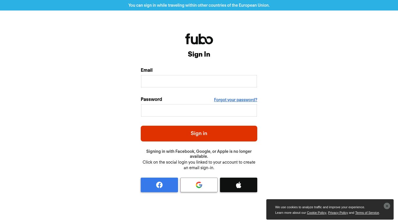fubo.tv website homepage - live status check by WebsiteDown.xyz