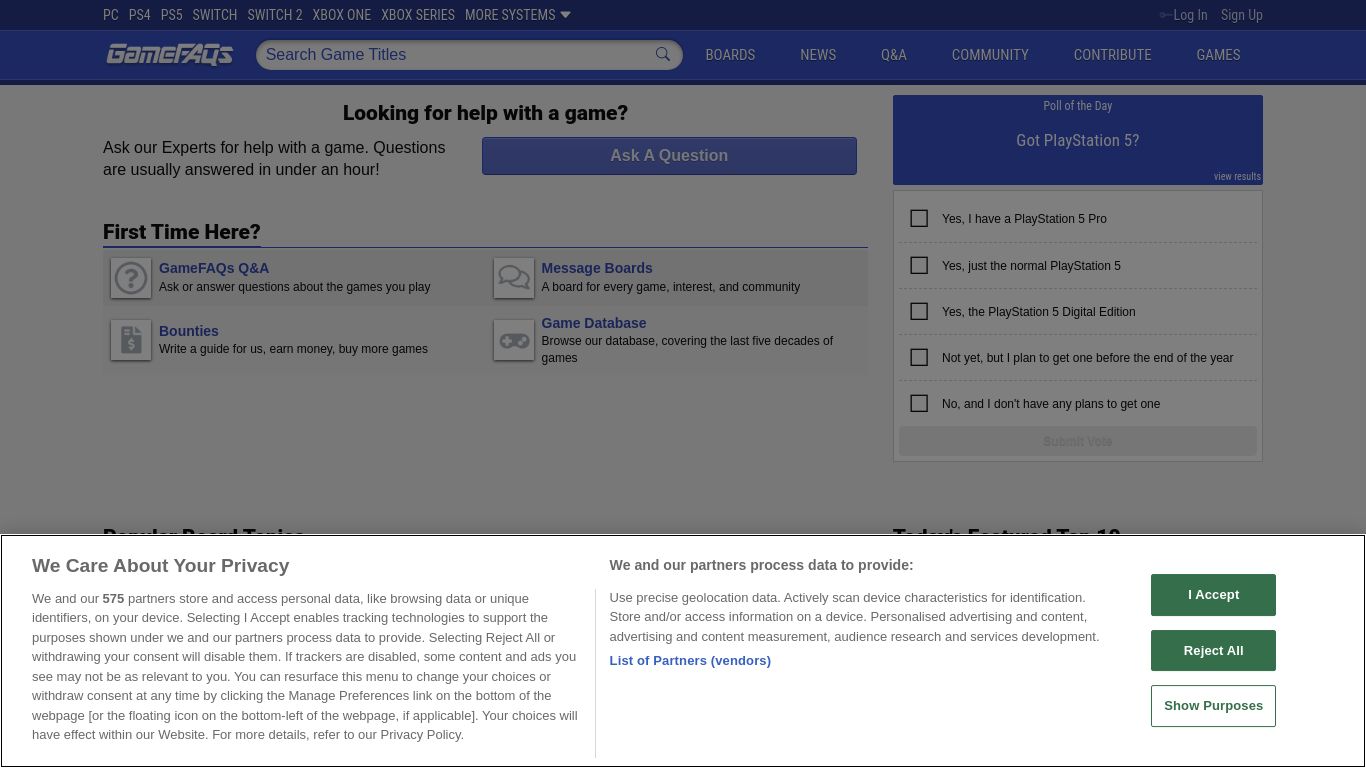gamefaqs.com website homepage - live status check by WebsiteDown.xyz