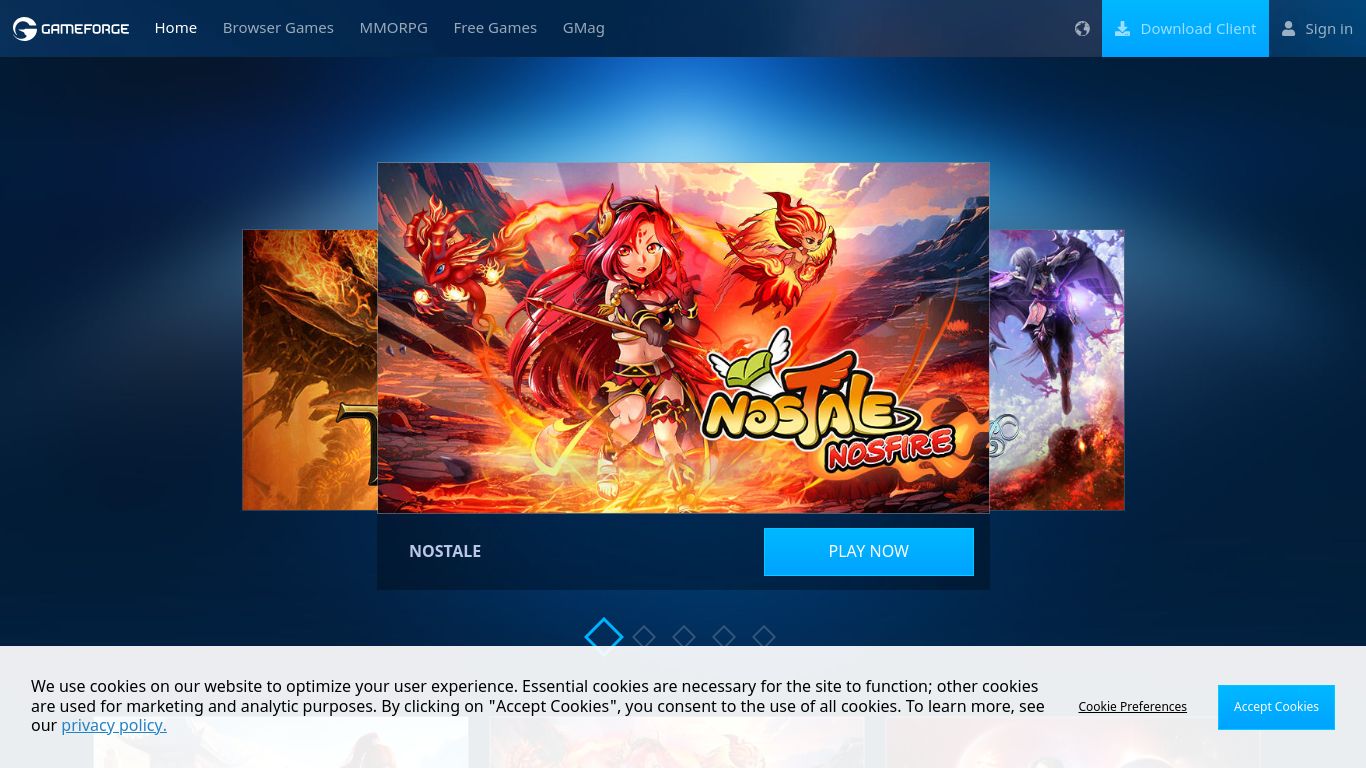 gameforge.com website homepage - live status check by WebsiteDown.xyz