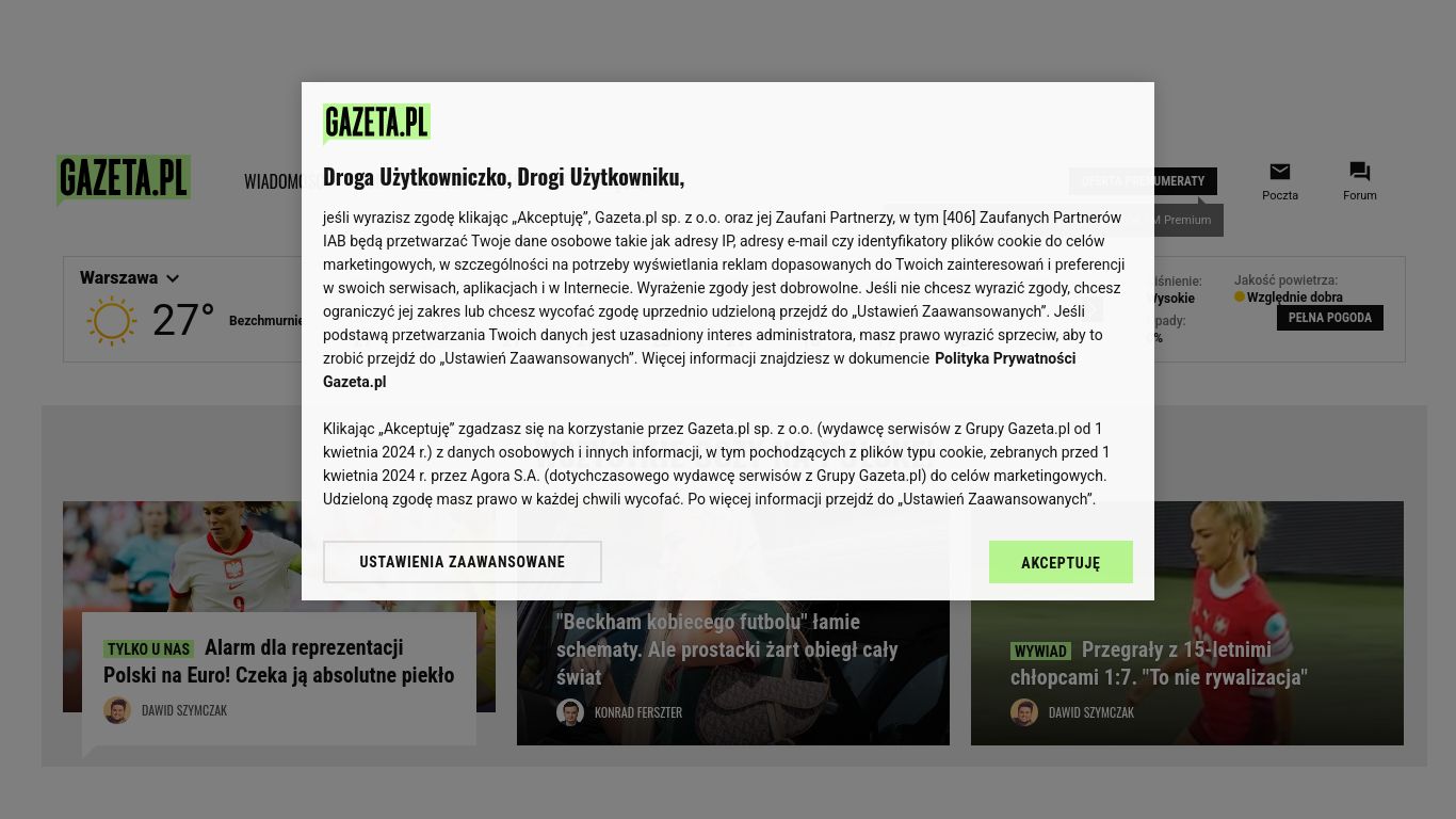 gazeta.pl website homepage - live status check by WebsiteDown.xyz