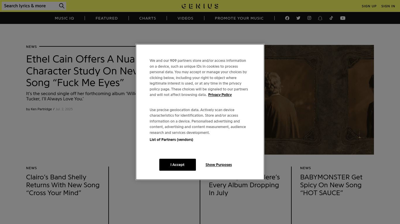 genius.com website homepage - live status check by WebsiteDown.xyz