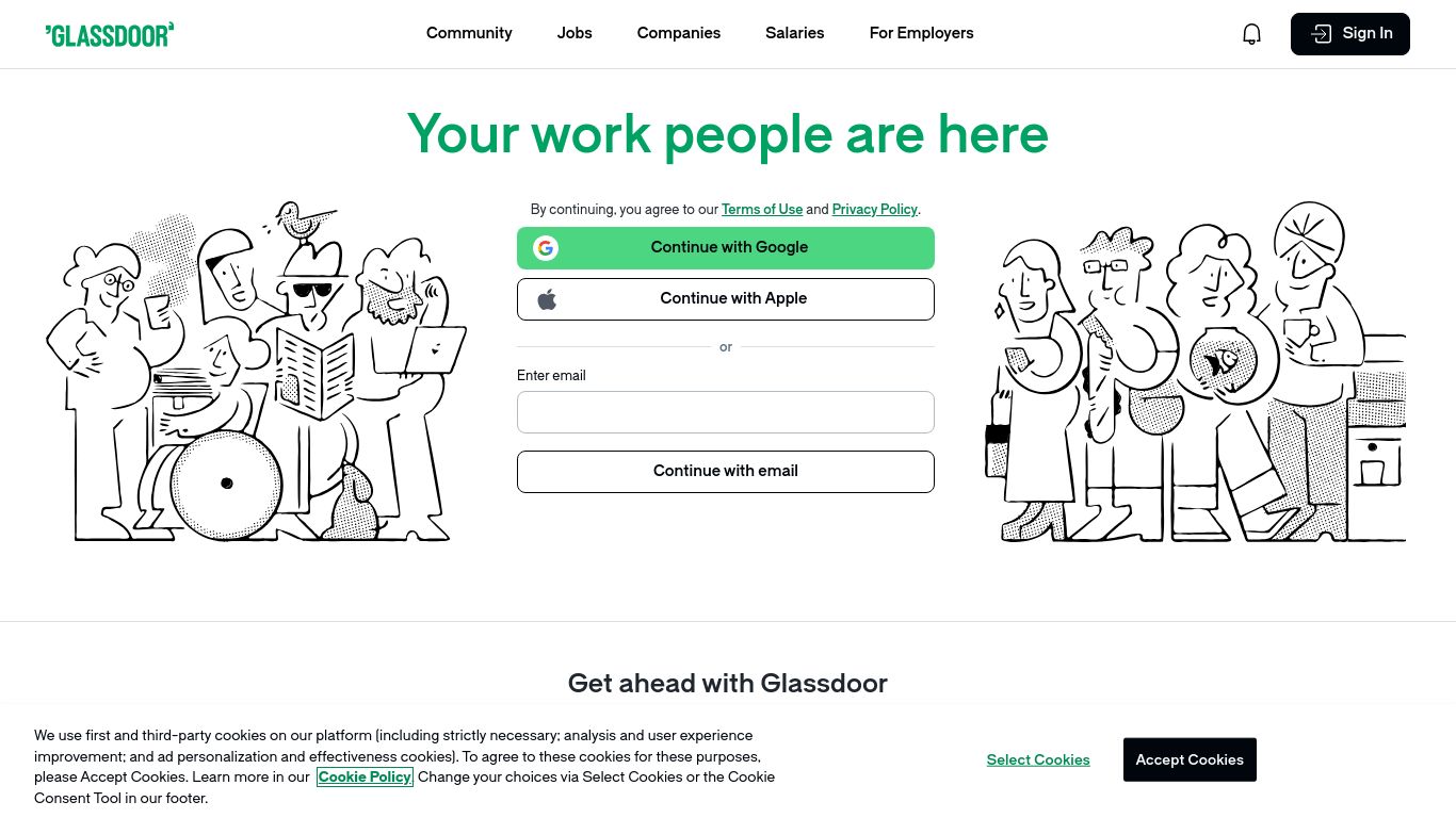 glassdoor.com website homepage - live status check by WebsiteDown.xyz