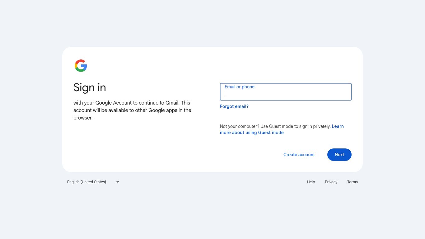 gmail.com website homepage - live status check by WebsiteDown.xyz