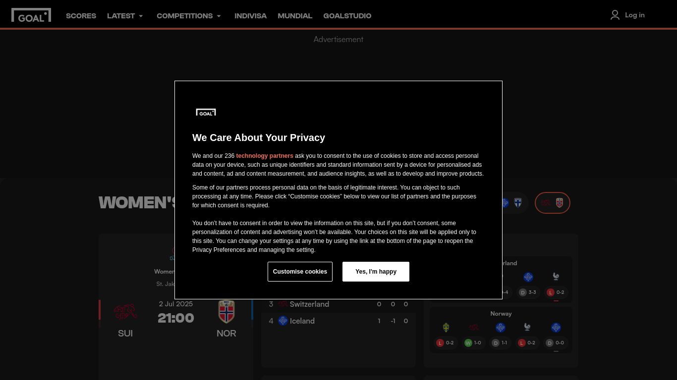 goal.com website homepage - live status check by WebsiteDown.xyz